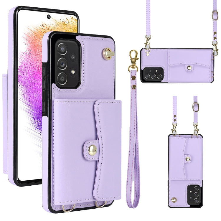 Custodia per telefono in pelle con slot per schede RFID con cordino lungo, For Samsung Galaxy A70, For Samsung Galaxy A71 4G, For Samsung Galaxy A71 5G, For Samsung Galaxy A73 5G