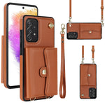 Custodia per telefono in pelle con slot per schede RFID con cordino lungo, For Samsung Galaxy A70, For Samsung Galaxy A71 4G, For Samsung Galaxy A71 5G, For Samsung Galaxy A73 5G