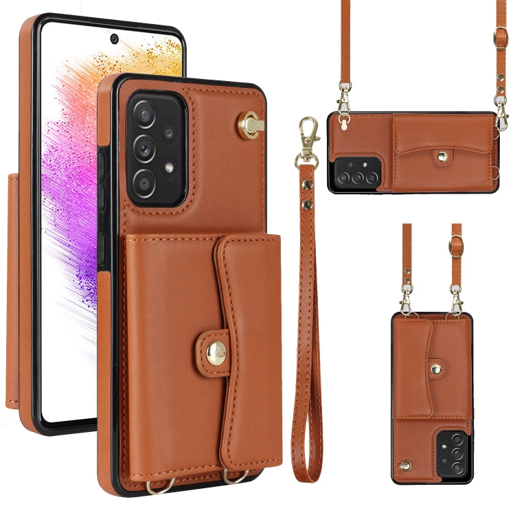 Custodia per telefono in pelle con slot per schede RFID con cordino lungo, For Samsung Galaxy A70, For Samsung Galaxy A71 4G, For Samsung Galaxy A71 5G, For Samsung Galaxy A73 5G