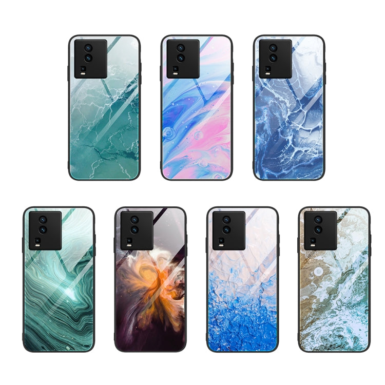 Custodia per telefono in vetro con motivo in marmo, For vivo iQOO Neo7, For OPPO A17, For Realme C33