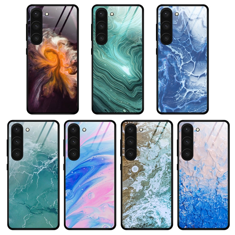 Custodia per telefono in vetro con motivo in marmo, For Samsung Galaxy S23 5G, For Samsung Galaxy S23+ 5G, For Samsung Galaxy S23 Ultra 5G