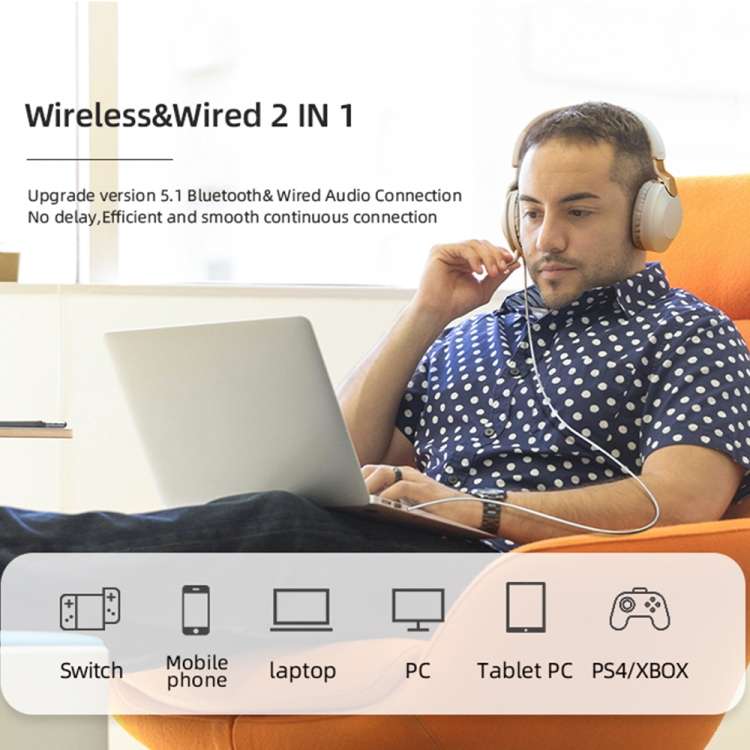 Cuffie wireless pieghevoli Bluetooth 5.1 B2