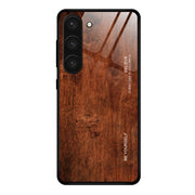 Custodia in vetro con venature legno per Samsung Galaxy S23 5G