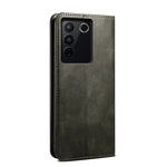 Custodia per telefono in pelle con trama di cavallo pazzo in cera d'olio, For vivo S16 Pro / S16, For vivo S16e, For vivo V27, For Samsung Galaxy A34 5G
