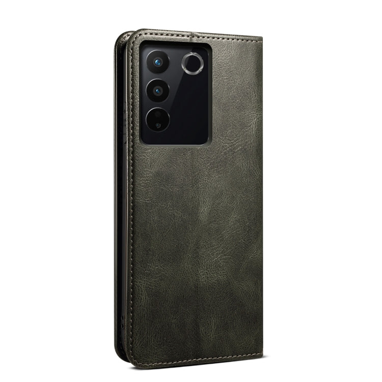 Custodia per telefono in pelle con trama di cavallo pazzo in cera d'olio, For vivo S16 Pro / S16, For vivo S16e, For vivo V27, For Samsung Galaxy A34 5G