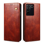 Custodia per telefono in pelle con trama di cavallo pazzo in cera d'olio, For vivo S16 Pro / S16, For vivo S16e, For vivo V27, For Samsung Galaxy A34 5G