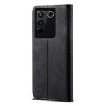 Custodia per telefono in pelle con texture denim, For vivo S16 Pro / S16, For vivo S16e, For vivo V27, For Samsung Galaxy A34 5G