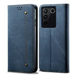Custodia per telefono in pelle con texture denim, For vivo S16 Pro / S16, For vivo S16e, For vivo V27, For Samsung Galaxy A34 5G