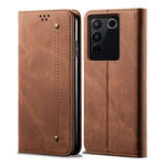 Custodia per telefono in pelle con texture denim, For vivo S16 Pro / S16, For vivo S16e, For vivo V27, For Samsung Galaxy A34 5G