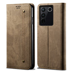 Custodia per telefono in pelle con texture denim, For vivo S16 Pro / S16, For vivo S16e, For vivo V27, For Samsung Galaxy A34 5G