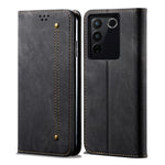 Custodia per telefono in pelle con texture denim, For vivo S16 Pro / S16, For vivo S16e, For vivo V27, For Samsung Galaxy A34 5G