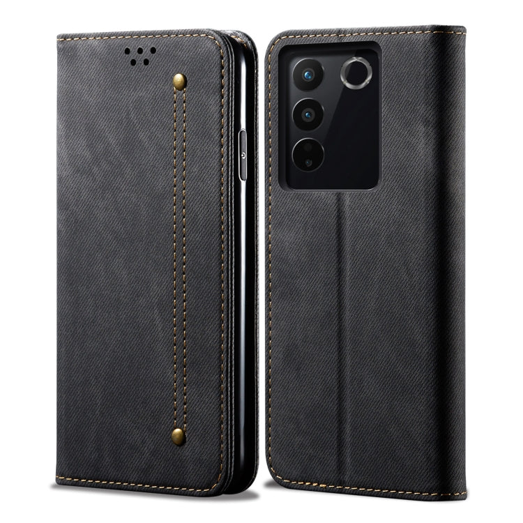 Custodia per telefono in pelle con texture denim, For vivo S16 Pro / S16, For vivo S16e, For vivo V27, For Samsung Galaxy A34 5G