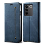 Custodia per telefono in pelle con texture denim, For vivo S16 Pro / S16, For vivo S16e, For vivo V27, For Samsung Galaxy A34 5G