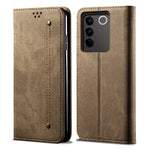 Custodia per telefono in pelle con texture denim, For vivo S16 Pro / S16, For vivo S16e, For vivo V27, For Samsung Galaxy A34 5G