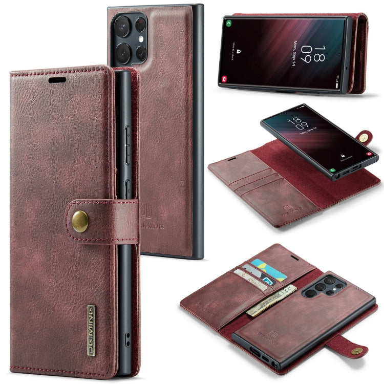 Custodia in pelle magnetica staccabile DG.MING Crazy Horse Texture, For Samsung Galaxy S23 Ultra 5G