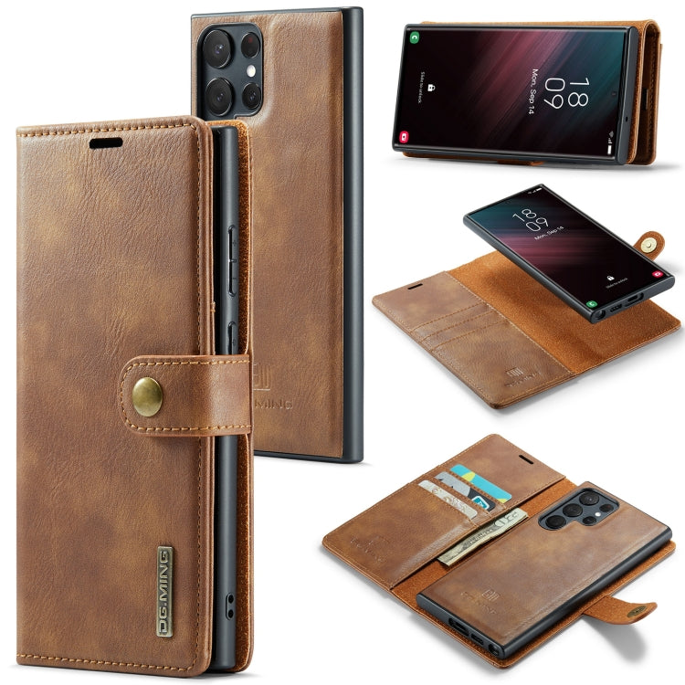 Custodia in pelle magnetica staccabile DG.MING Crazy Horse Texture, For Samsung Galaxy S23 Ultra 5G