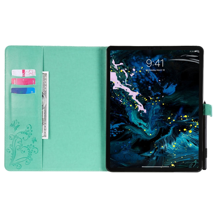 Custodia in pelle a vibrazione orizzontale con motivo a farfalla con stampa pressata con supporto, slot per schede e portafoglio, For iPad Pro 12.9 (2020), For iPad Pro 11 (2020)