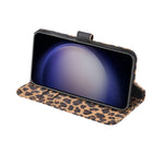Custodia per cellulare in pelle con motivo leopardato, For Samsung Galaxy S23 5G, For Samsung Galaxy S23+ 5G, For Samsung Galaxy S23 Ultra 5G, For Samsung Galaxy A14 5G / 4G, For Samsung Galaxy A54 5G