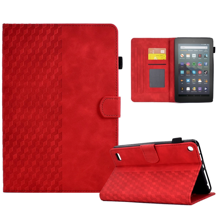 Custodia per tablet in pelle goffrata rombo, For Amazon Kindle Fire 7 2019 / 2017 / 2015, For Amazon Kindle Fire HD8 2020, For Amazon Kindle Fire HD8 2018 / 2017 / 2016, For Amazon Kindle Fire HD10 Plus 2021