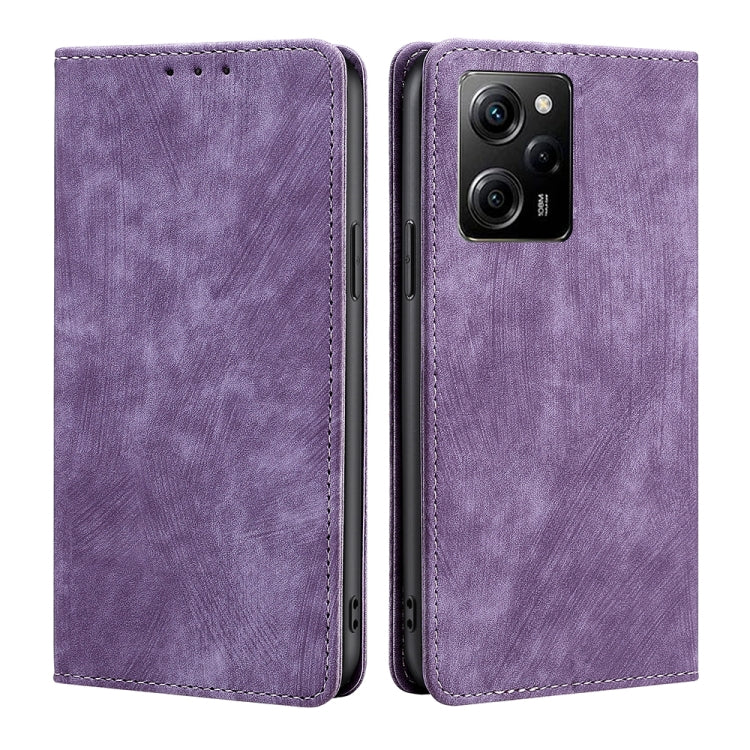 Custodia per telefono in pelle magnetica con spazzola antifurto RFID, For Motorola Moto E13 4G, For OPPO A17k, For OPPO Reno8 T 4G, For Xiaomi Poco X5 Pro / Redmi Note 12 Pro Speed