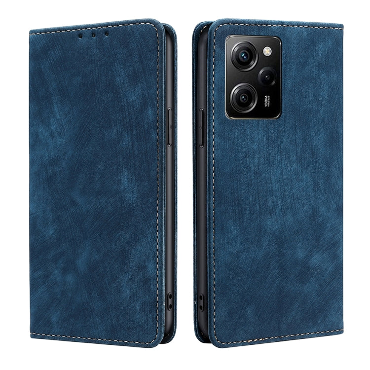 Custodia per telefono in pelle magnetica con spazzola antifurto RFID, For Motorola Moto E13 4G, For OPPO A17k, For OPPO Reno8 T 4G, For Xiaomi Poco X5 Pro / Redmi Note 12 Pro Speed