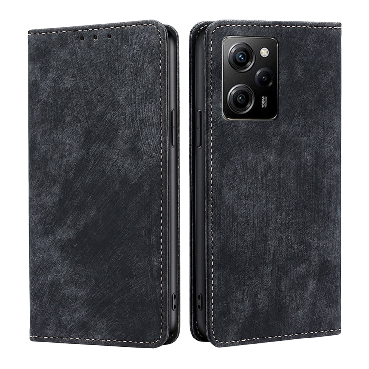 Custodia per telefono in pelle magnetica con spazzola antifurto RFID, For Motorola Moto E13 4G, For OPPO A17k, For OPPO Reno8 T 4G, For Xiaomi Poco X5 Pro / Redmi Note 12 Pro Speed