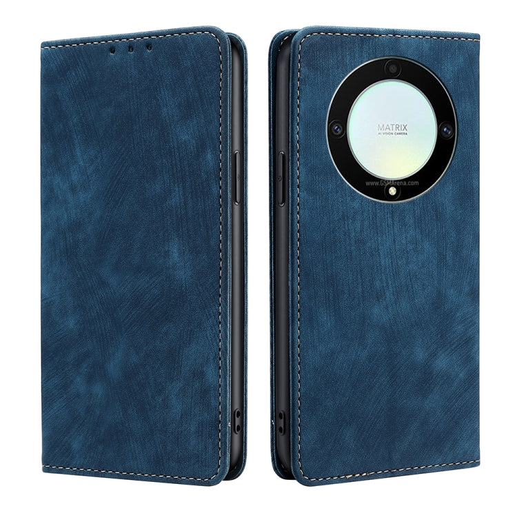 Custodia per telefono in pelle magnetica con spazzola antifurto RFID, For Honor X9a 5G