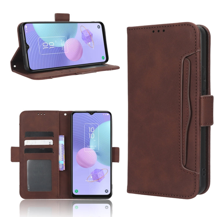 Custodia per telefono in pelle con slot per schede di consistenza al polpaccio, For TCL 305i, For TCL 405 / 406 T506D, For Unimax UMX U696CL, For vivo S16 Pro / S16
