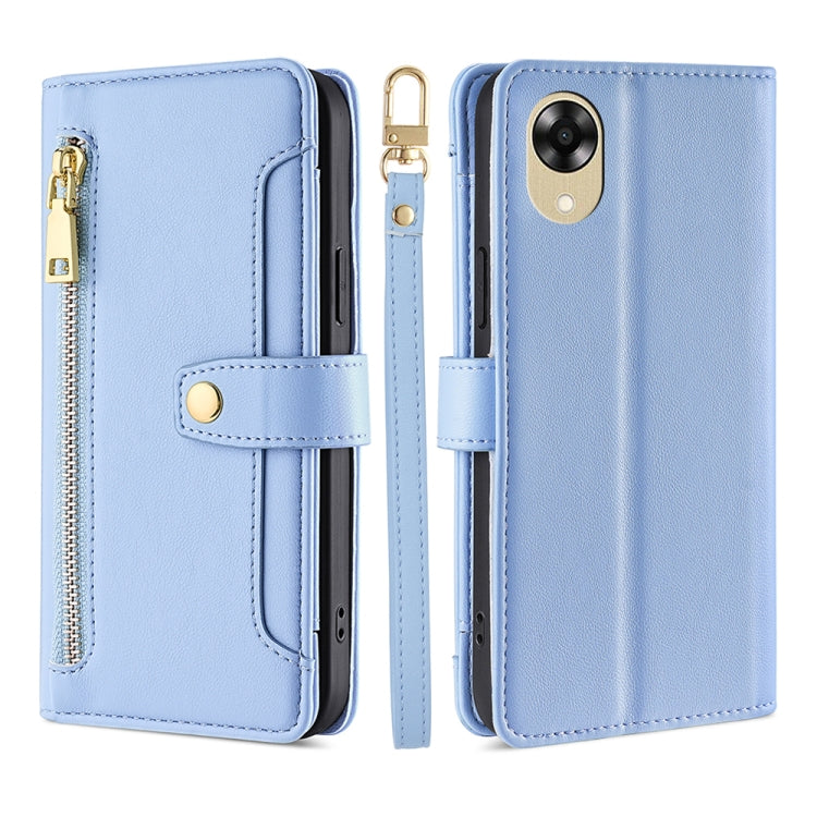 Custodia per telefono in pelle con portafoglio con cerniera a tracolla, For Motorola Moto E13 4G, For OPPO A17k, For OPPO Reno8 T 4G, For Xiaomi Poco X5 Pro / Redmi Note 12 Pro Speed