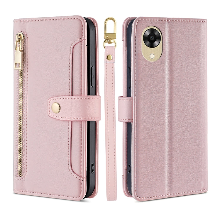Custodia per telefono in pelle con portafoglio con cerniera a tracolla, For Motorola Moto E13 4G, For OPPO A17k, For OPPO Reno8 T 4G, For Xiaomi Poco X5 Pro / Redmi Note 12 Pro Speed