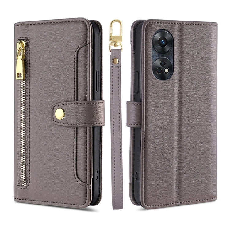 Custodia per telefono in pelle con portafoglio con cerniera a tracolla, For Motorola Moto E13 4G, For OPPO A17k, For OPPO Reno8 T 4G, For Xiaomi Poco X5 Pro / Redmi Note 12 Pro Speed