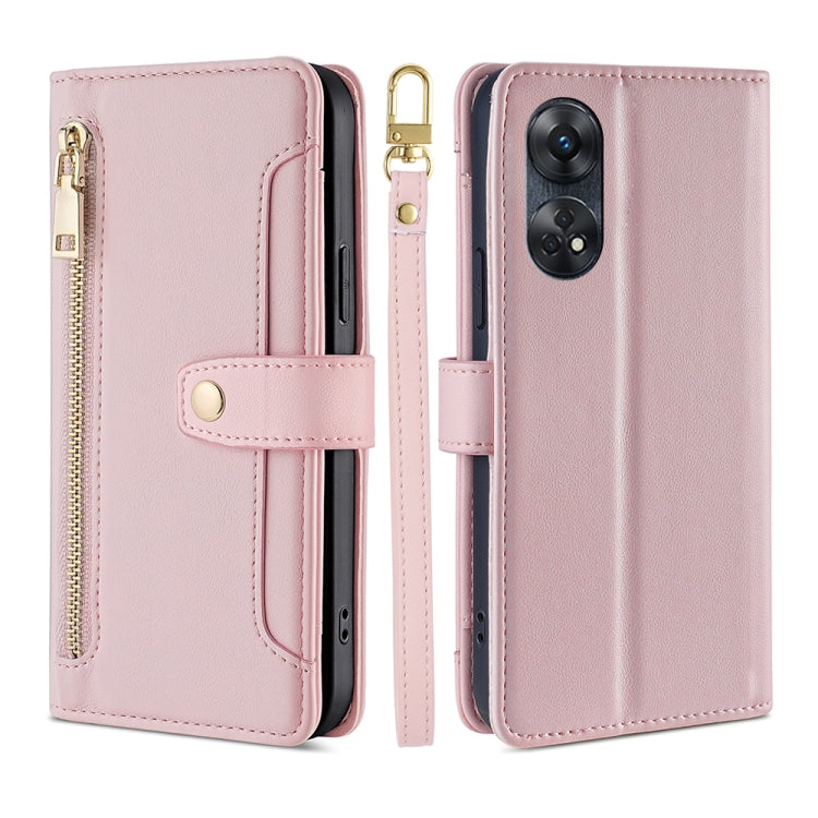 Custodia per telefono in pelle con portafoglio con cerniera a tracolla, For Motorola Moto E13 4G, For OPPO A17k, For OPPO Reno8 T 4G, For Xiaomi Poco X5 Pro / Redmi Note 12 Pro Speed