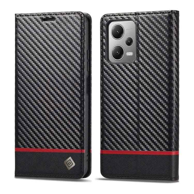 LC.IMEEKE Custodia per telefono in pelle con vibrazione in fibra di carbonio, For Xiaomi Poco X5 Pro/Redmi Note 12 Pro 5G, For Xiaomi Poco X5/Redmi Note 12 5G