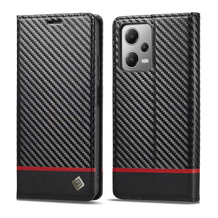 LC.IMEEKE Custodia per telefono in pelle con vibrazione in fibra di carbonio, For Xiaomi Poco X5 Pro/Redmi Note 12 Pro 5G, For Xiaomi Poco X5/Redmi Note 12 5G