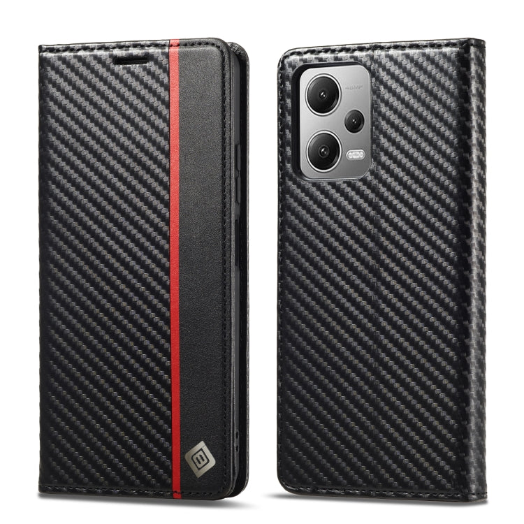 LC.IMEEKE Custodia per telefono in pelle con vibrazione in fibra di carbonio, For Xiaomi Poco X5 Pro/Redmi Note 12 Pro 5G, For Xiaomi Poco X5/Redmi Note 12 5G