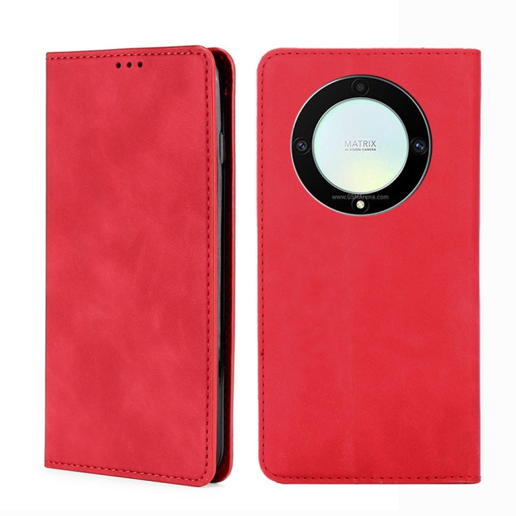 Custodia per telefono in pelle con vibrazione orizzontale magnetica Skin Feel, For Honor X9a 5G