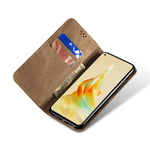 Custodia per telefono in pelle con texture denim, For OPPO Reno8 T 5G / A1 Pro, For OPPO A58 5G / A58x / A78 5G