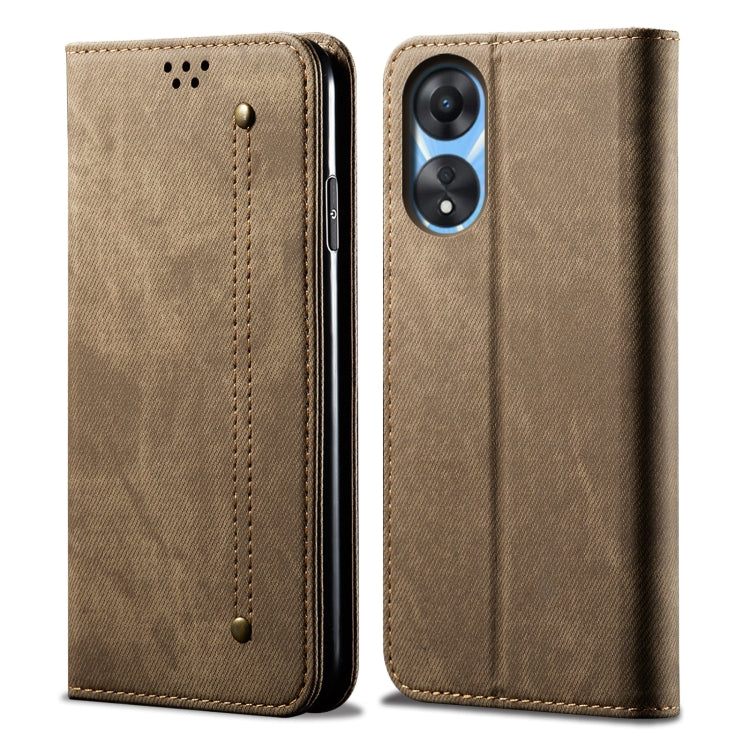 Custodia per telefono in pelle con texture denim, For OPPO Reno8 T 5G / A1 Pro, For OPPO A58 5G / A58x / A78 5G