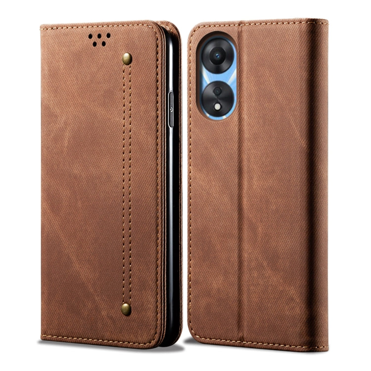 Custodia per telefono in pelle con texture denim, For OPPO Reno8 T 5G / A1 Pro, For OPPO A58 5G / A58x / A78 5G