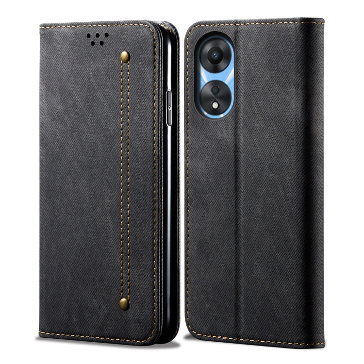 Custodia per telefono in pelle con texture denim, For OPPO Reno8 T 5G / A1 Pro, For OPPO A58 5G / A58x / A78 5G