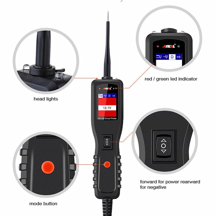 Strumento diagnostico sonda tester per circuiti elettrici per auto Ancel PB100 12V / 24V, PB100