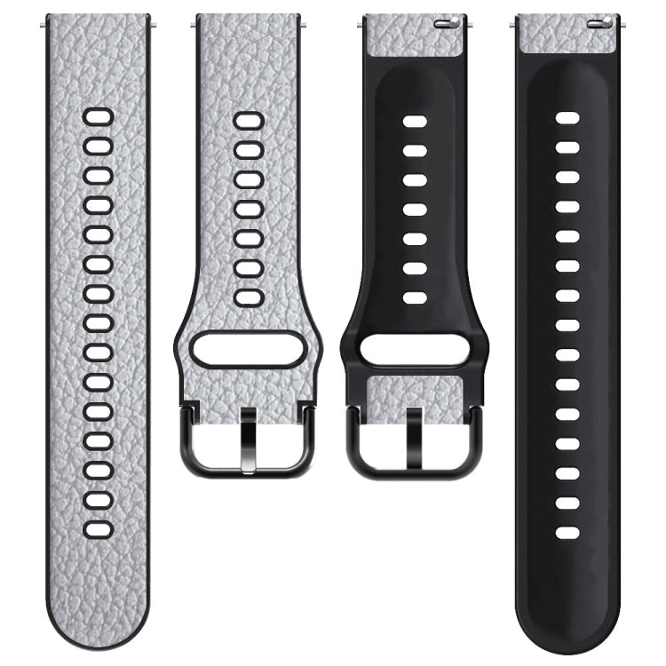Cinturino per orologio in pelle con texture Litchi TPU universale, 20mm, 22mm
