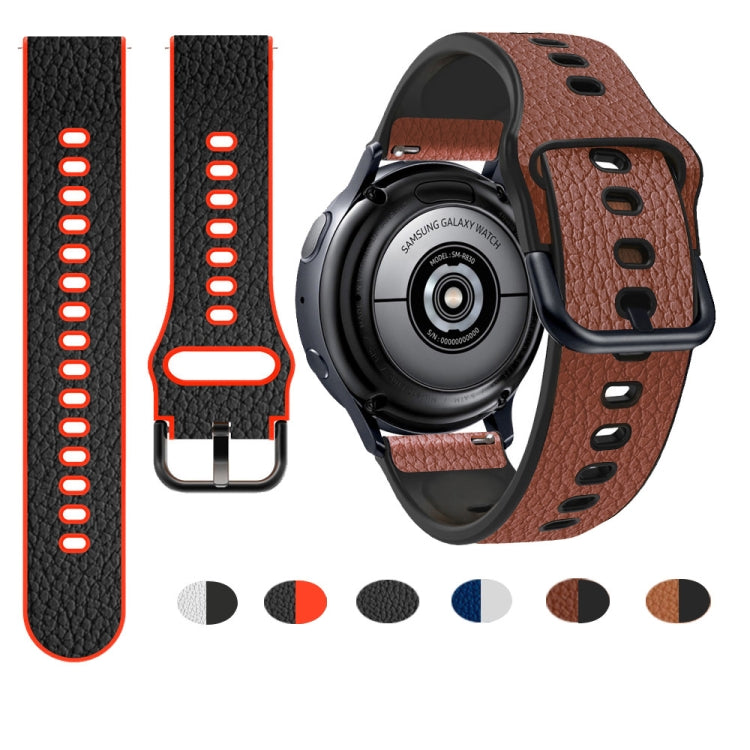Cinturino per orologio in pelle con texture Litchi TPU universale, 20mm, 22mm