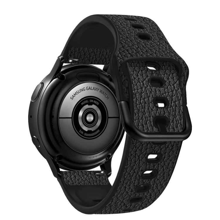 Cinturino per orologio in pelle con texture Litchi TPU universale, 20mm, 22mm