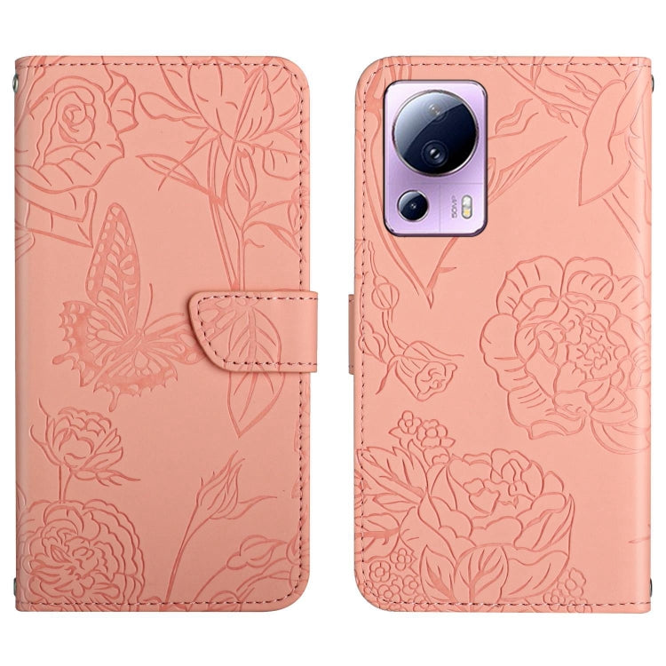 HT03 Cassa del telefono di cuoio di vibrazione impressa farfalla di sensibilità della pelle, For OPPO Reno8 T 5G/A1 Pro 5G, For Xiaomi 13 Lite, For Samsung Galaxy A24 4G