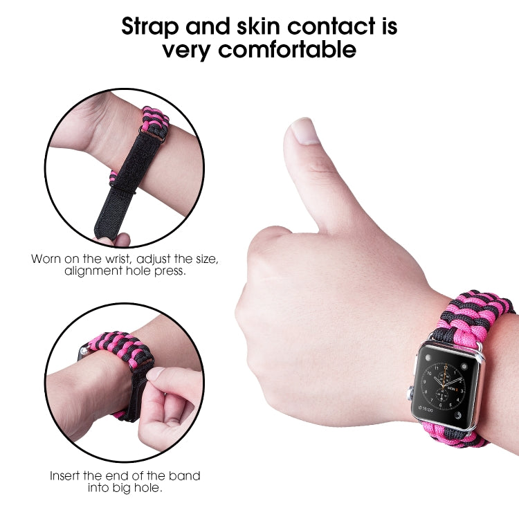 Cinturino per orologio in nylon con chiusura a strappo e chiusura a strappo in paracord, For Apple Watch Series 8&7 41mm / SE 2&6&SE&5&4 40mm, For Apple Watch Ultra 49mm / Series 8&7 45mm / SE 2&6&SE&5&4 44mm