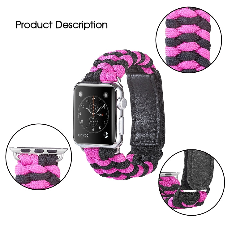 Cinturino per orologio in nylon con chiusura a strappo e chiusura a strappo in paracord, For Apple Watch Series 8&7 41mm / SE 2&6&SE&5&4 40mm, For Apple Watch Ultra 49mm / Series 8&7 45mm / SE 2&6&SE&5&4 44mm