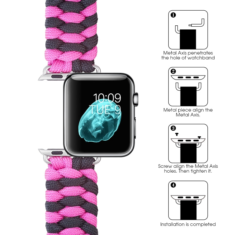 Cinturino per orologio in nylon con chiusura a strappo e chiusura a strappo in paracord, For Apple Watch Series 8&7 41mm / SE 2&6&SE&5&4 40mm, For Apple Watch Ultra 49mm / Series 8&7 45mm / SE 2&6&SE&5&4 44mm