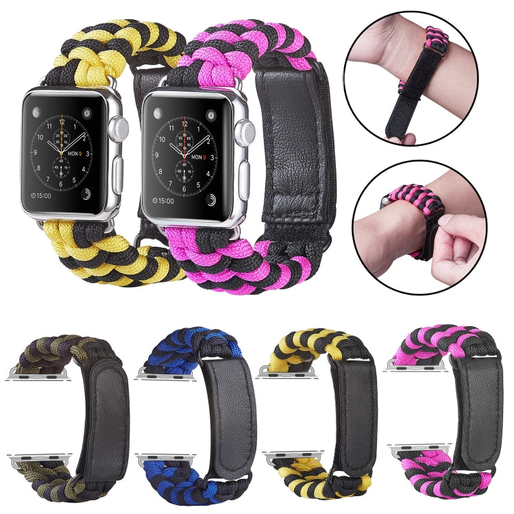 Cinturino per orologio in nylon con chiusura a strappo e chiusura a strappo in paracord, For Apple Watch Series 8&7 41mm / SE 2&6&SE&5&4 40mm, For Apple Watch Ultra 49mm / Series 8&7 45mm / SE 2&6&SE&5&4 44mm