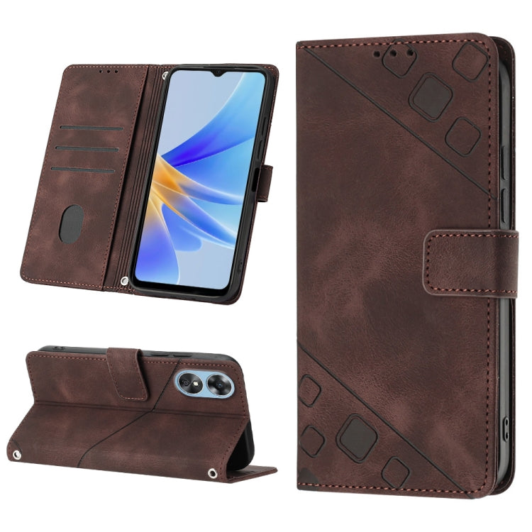 Custodia per telefono in pelle goffrata effetto pelle, For OPPO A17, For OPPO A54 5G / A74 5G / A93 5G, For OPPO A55 5G / A54 4G / Realme V11 5G, For OPPO A55s 5G
